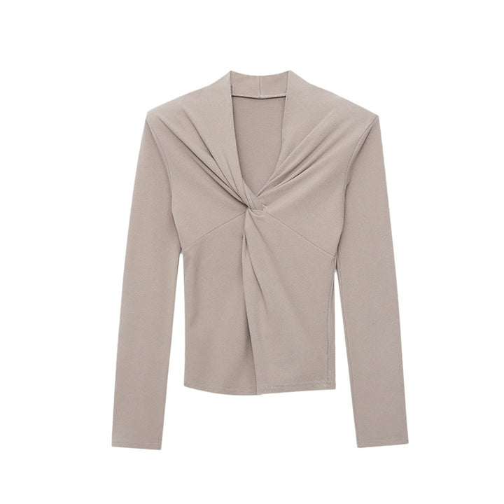Damen Langarm-Oberteil mit Wickeldesign und figurfreundlichem Schnitt Drune