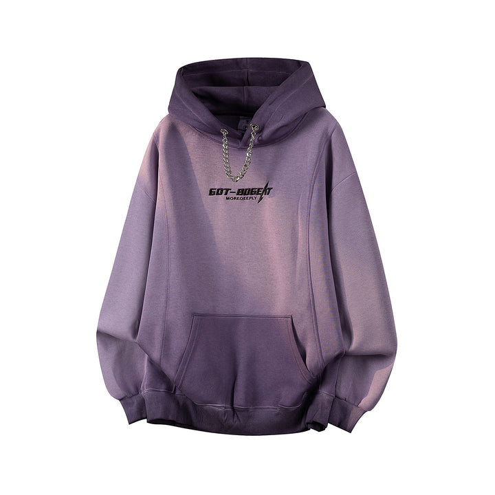 Unisex Oversize Kapuzenpullover mit handschriftlichem Grafik-Print, Kängurutasche & geripptem Saum Drune