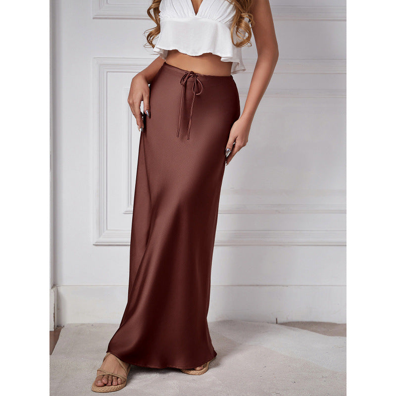 Damen Maxi-Rock mit elastischemBund und seitlicher Bindegurt Drune