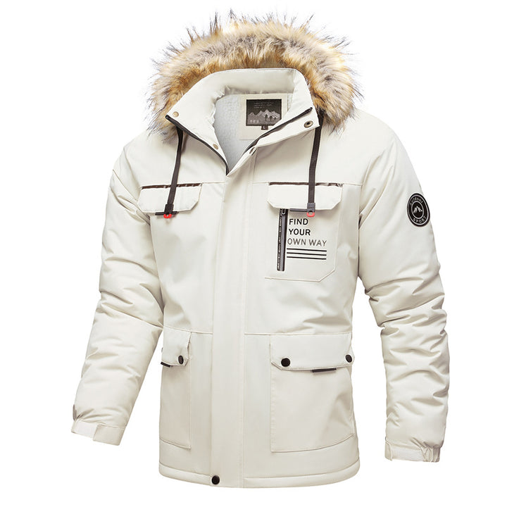 Herren Multifunktionale Winterjacke mit Fellkragen Drune
