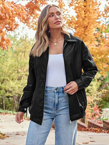 Damen Oversized Kunstlederjacke Drune