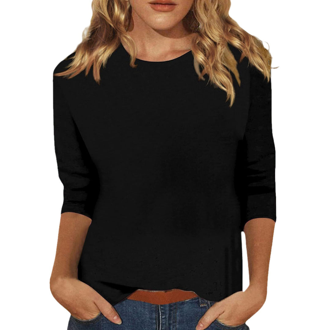 Damen Leichtes Feinstrick-Shirt mit dreiviertelärmeln und Rundhalsausschnitt Drune