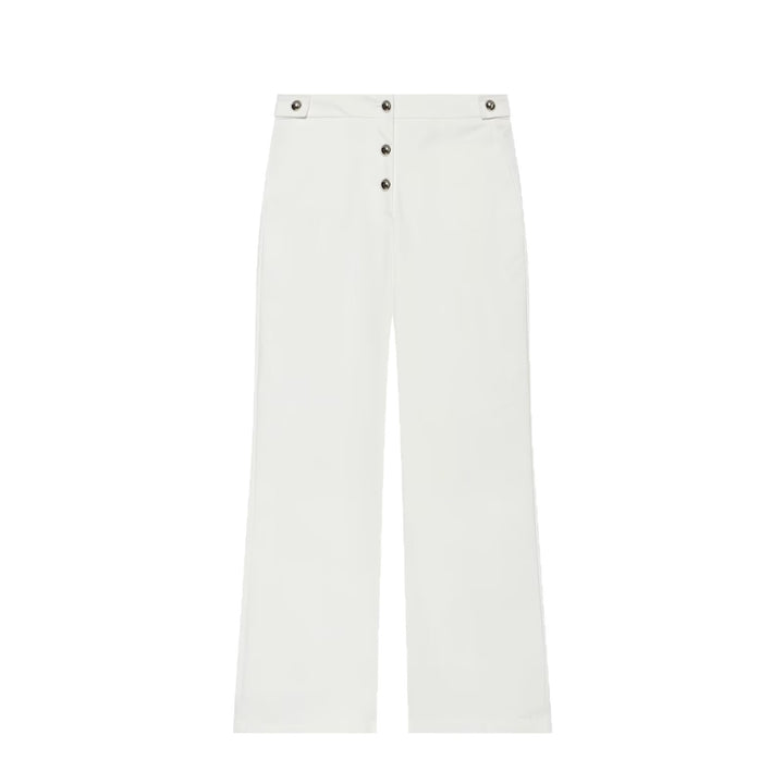 Damen Hochgeschnittene weite Hose mit sichtbarer Knopfleiste und Bundriegel Drune