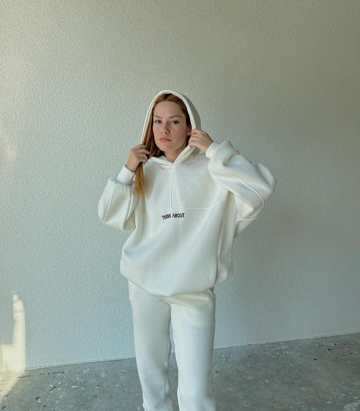 Damen bequemer Hoodie mit weitem Schnitt und praktischen Kängurutaschen Drune
