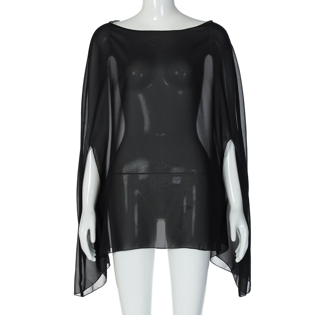 Damen Chiffon Überwurf mit eleganten Ärmelausschnitten Drune