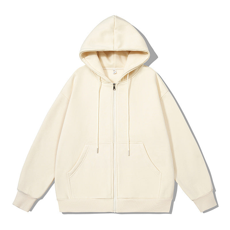 Unisex oversized Kapuzenjacke mit ausladendem Schulterschnitt, durchgehendem Reißverschluss und French-Terry Drune