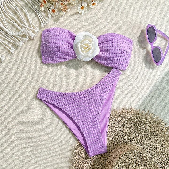Damen Bandeau-Bikini mit floralen Akzenten Drune