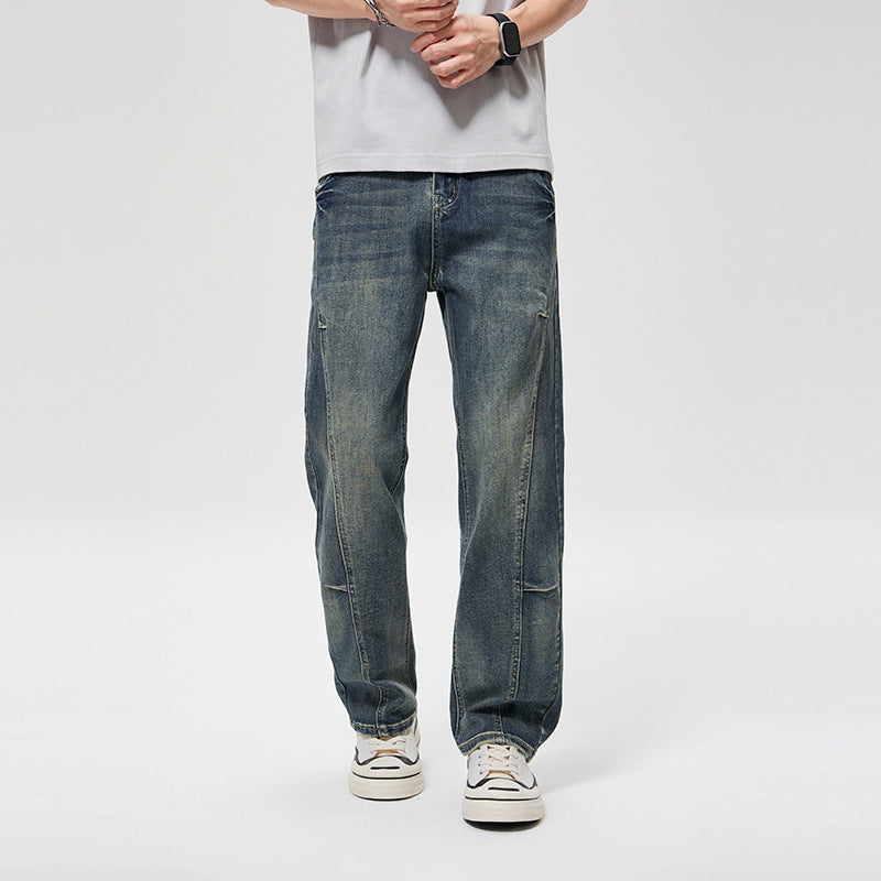 Herren Weite Baggy-Jeans mit markanten Teilungsnähten, hohem Komfortbund & Utility-Taschen Drune