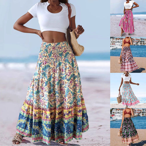 Frauen Bohemian-Stufenrock Midi Drune