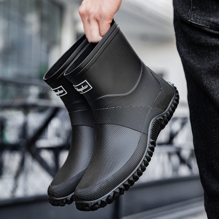 Herren Nahtlose Vollgummi-Schlupfstiefelette mit rutschfester Profilsohle Drune