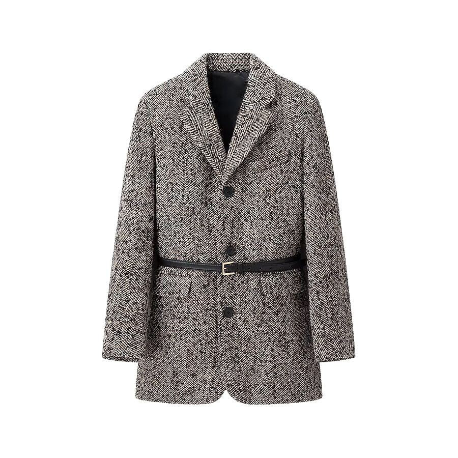 Damen Taillierter Bouclé‑Tweed‑Mantelblazer mit schmalem Taillengürtel Drune