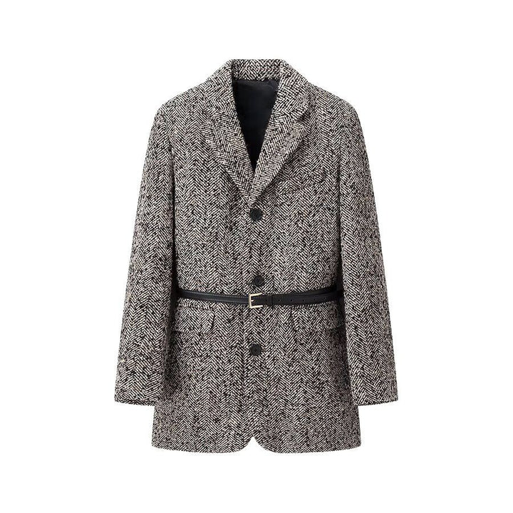 Damen Taillierter Bouclé‑Tweed‑Mantelblazer mit schmalem Taillengürtel Drune