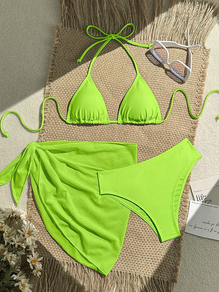 Damen Triangel-Bikini mit Wickeltuch und verstellbaren Trägern Drune