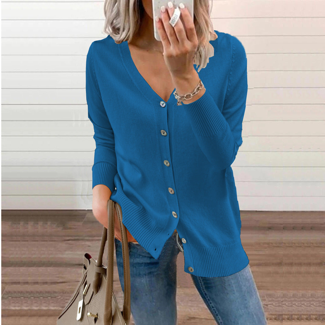 Damen Strickjacke mit V-Ausschnitt und feinen Knopfdetails Drune