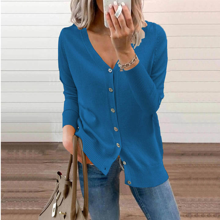 Damen Strickjacke mit V-Ausschnitt und feinen Knopfdetails Drune