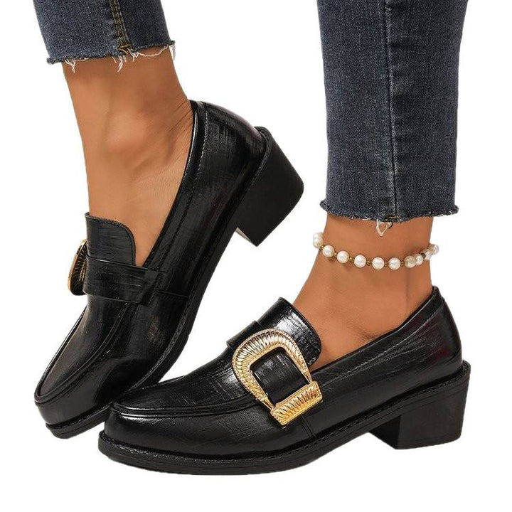 Damen Elegante Mokassins mit Goldschnalle Drune