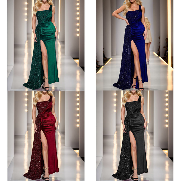 Damen Glamouröses Abendkleid mit asymmetrischem Schnitt und funkelnden Details Drune