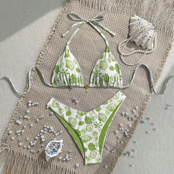 Damen Polka-Dots Triangel-Bikini mit verstellbaren Trägern Drune
