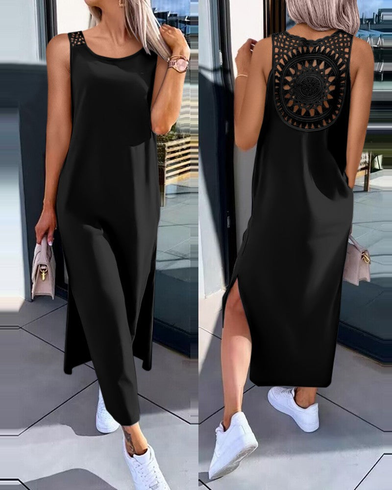 Damen Elegantes Maxi-Kleid mit Rückendetaillierung Drune