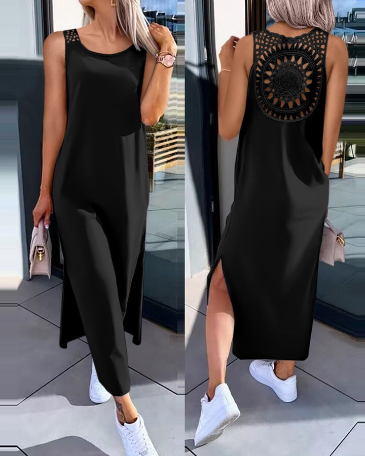 Damen Elegantes Maxi-Kleid mit Rückendetaillierung Drune