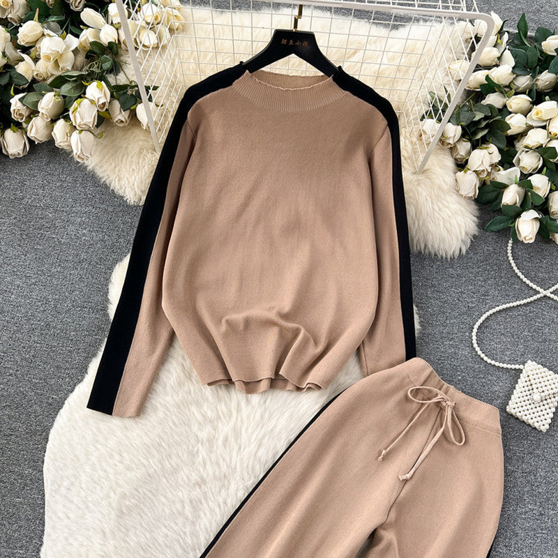 Damen sportliches Lounge-Set mit kontrastierenden Seiteneinsätzen Drune