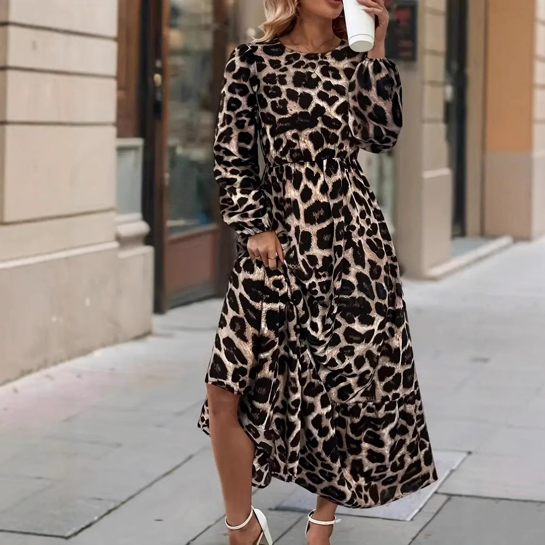 Damen Maxikleid mit modernem Leopardenmuster Drune