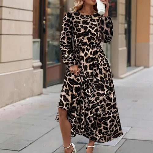 Damen Maxikleid mit modernem Leopardenmuster Drune