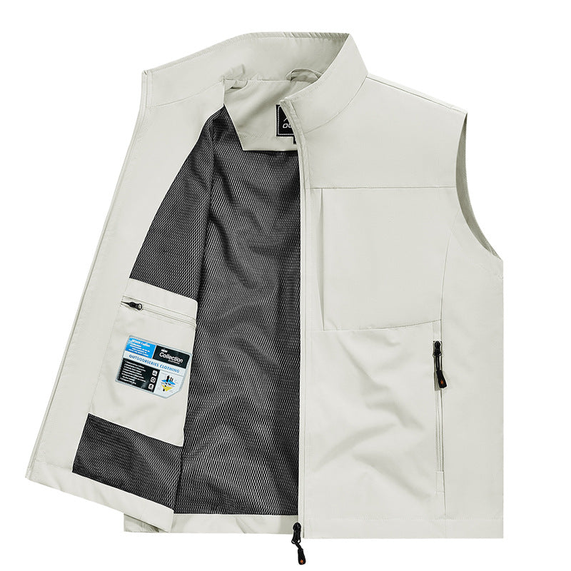 Herren Utility‑Weste mit Multi‑Taschen, Stehkragen & atmungsaktivem Mesh‑Futter Drune