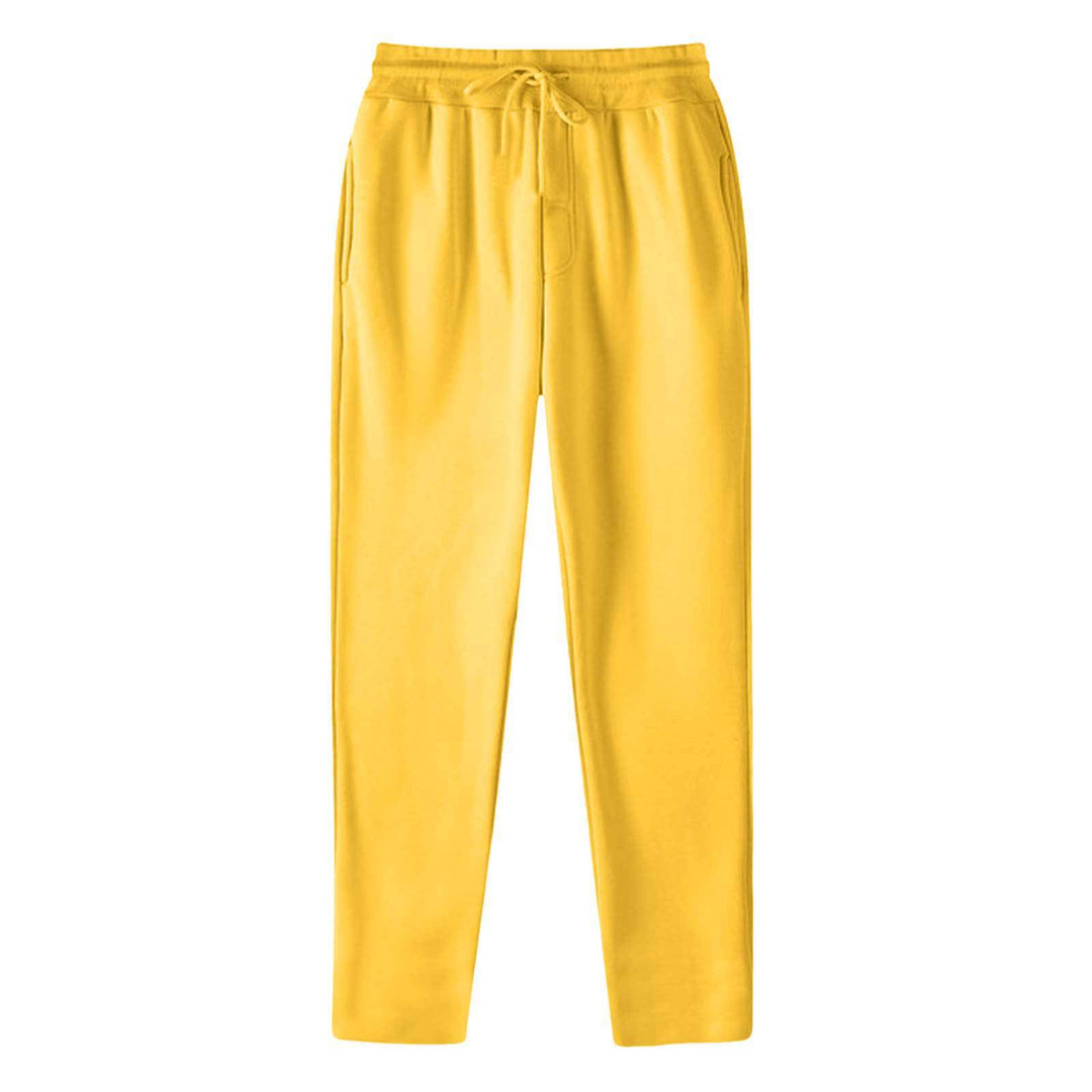 Herren nan geradlinige Sweatpants aus melierter Baumwollmischung mit elastischem Bund Kordelzug und Seitentaschen Drune