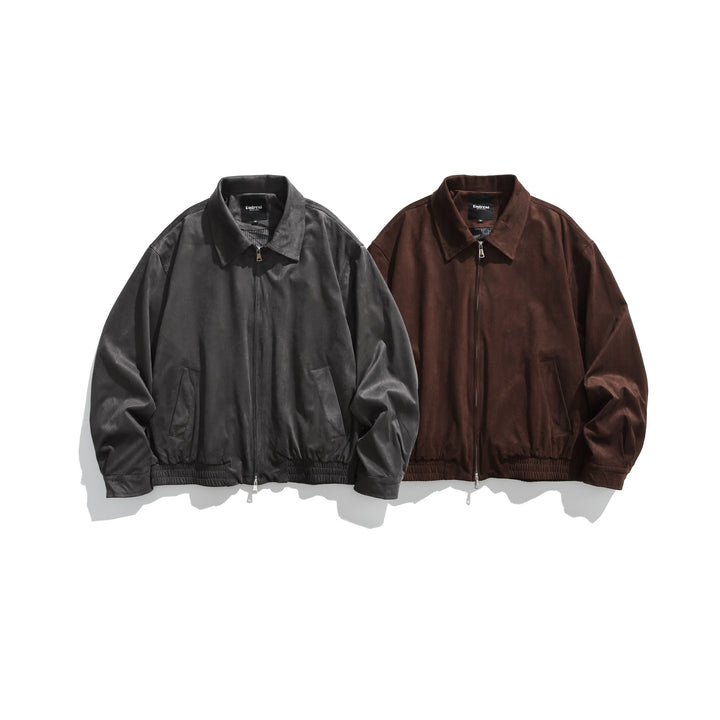 Herren Kurz geschnittener Velours‑Blouson mit Hemdkragen, Zweiwege‑Reißverschluss und elastischem Saum Drune