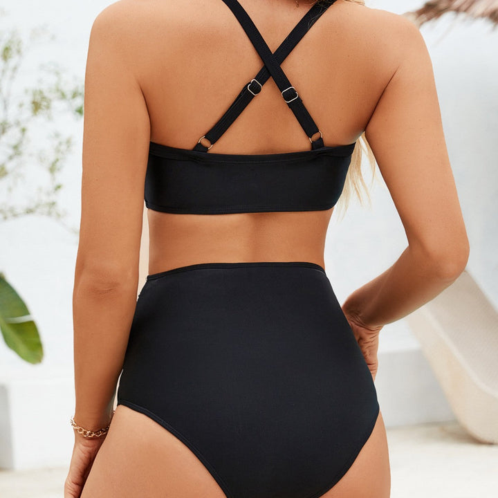 Damen Hochtaillierter Bikini mit Raffungen Drune