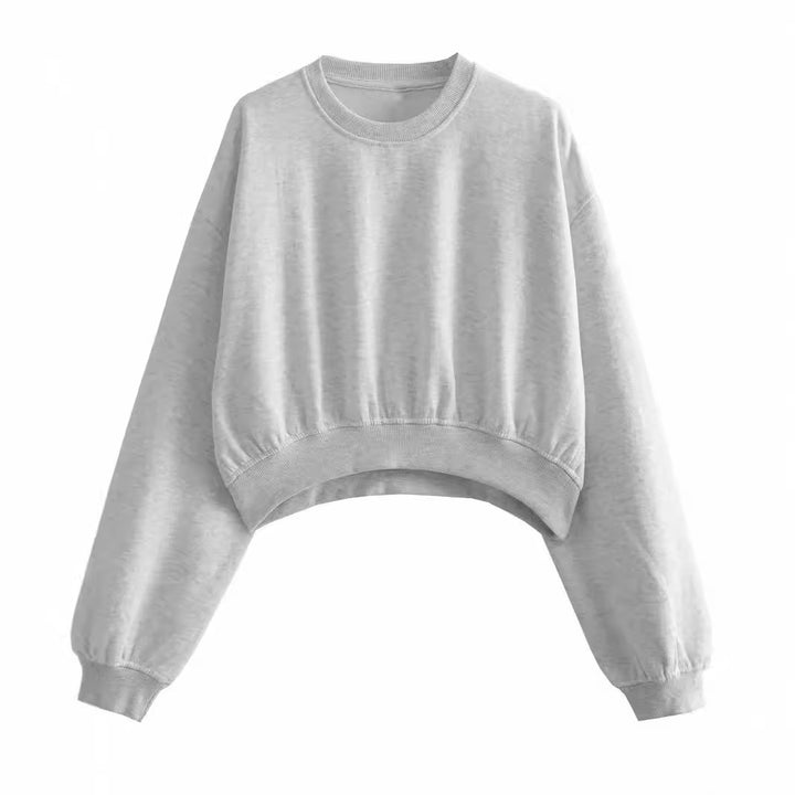 Damen Kurzes Oversize‑Sweatshirt mit gerafftem Saum und Ballonärmeln Drune
