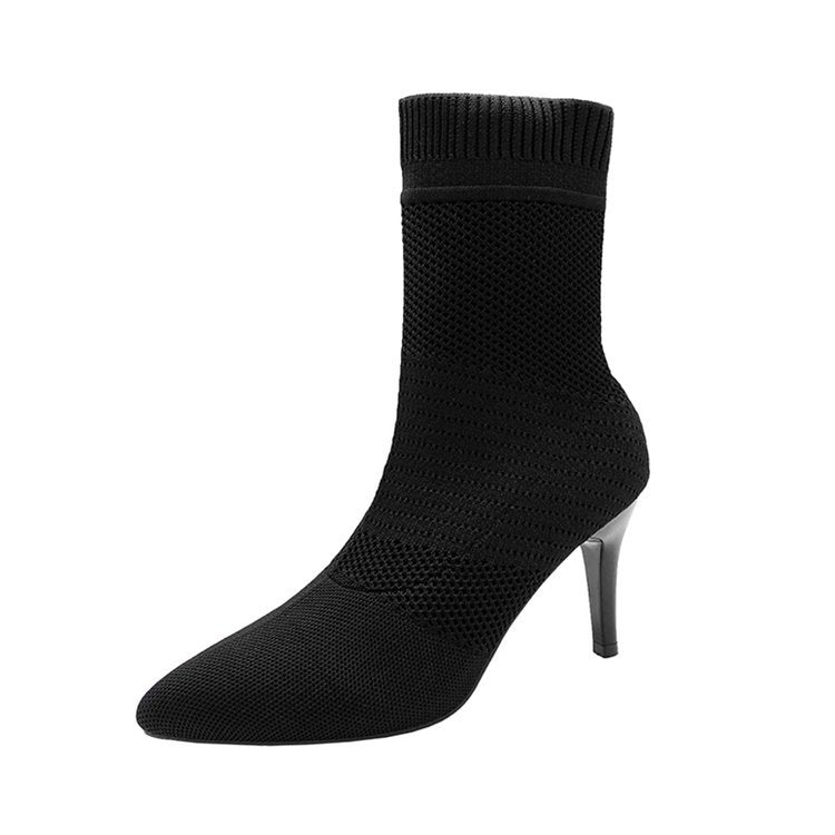 Damen Stiefeletten mit elastischem Strickoberteil und elegantem Absatz Drune