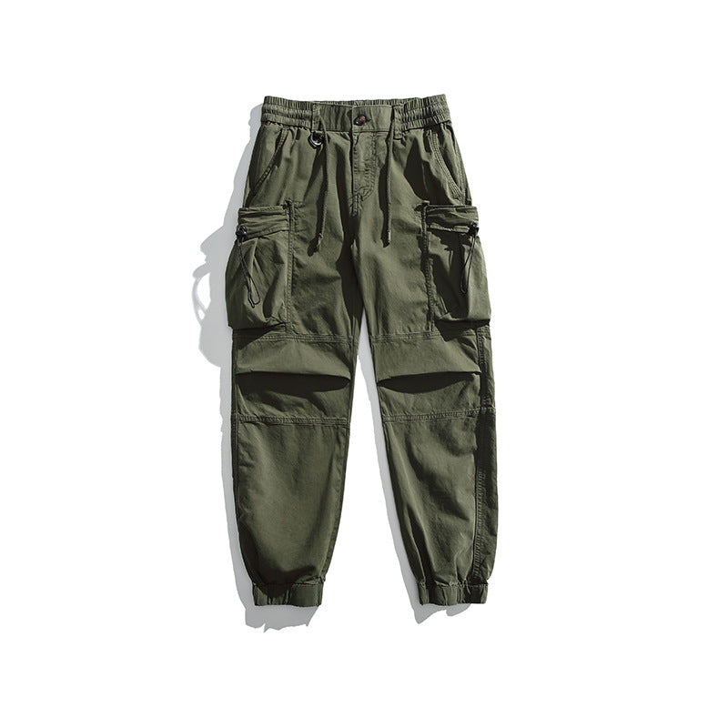 Herren Militärisch inspirierte Cargohose mit elastischem Tunnelzugbund, Klapp- und Reißverschlusstaschen Drune