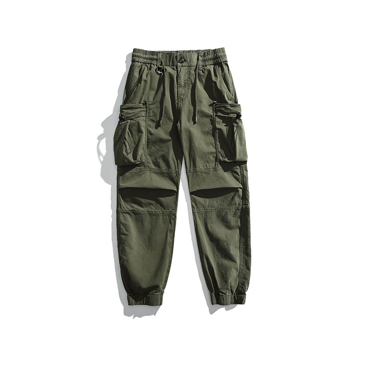 Herren Militärisch inspirierte Cargohose mit elastischem Tunnelzugbund, Klapp- und Reißverschlusstaschen Drune