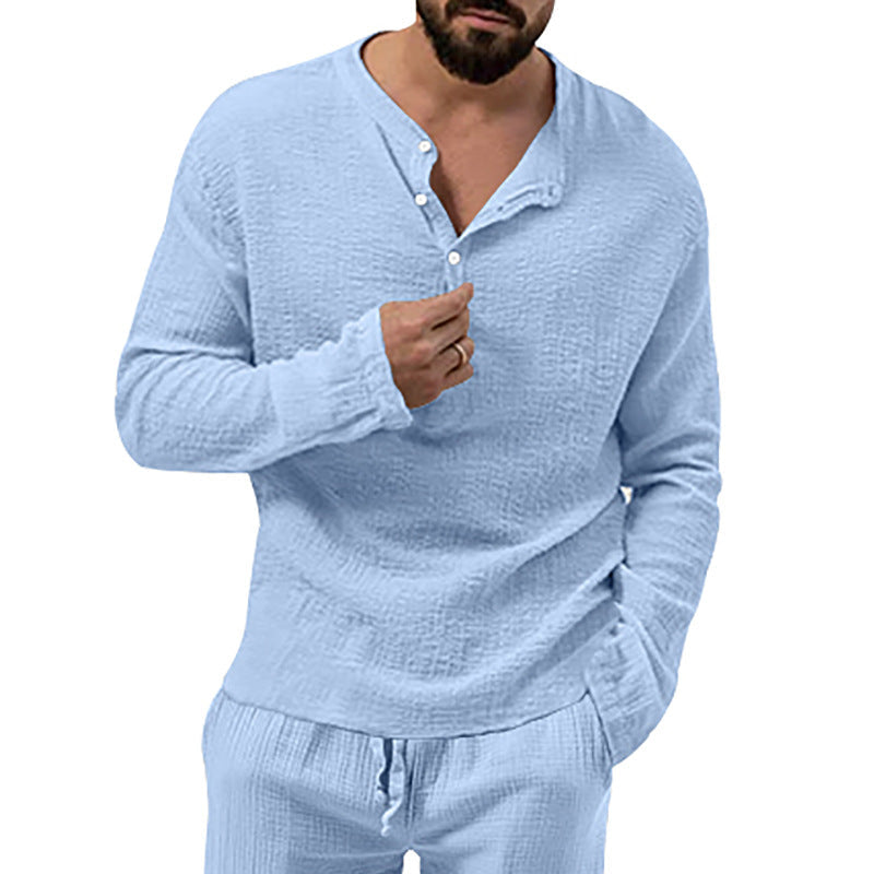 Herren Langarmshirt mit Knopfleiste Drune