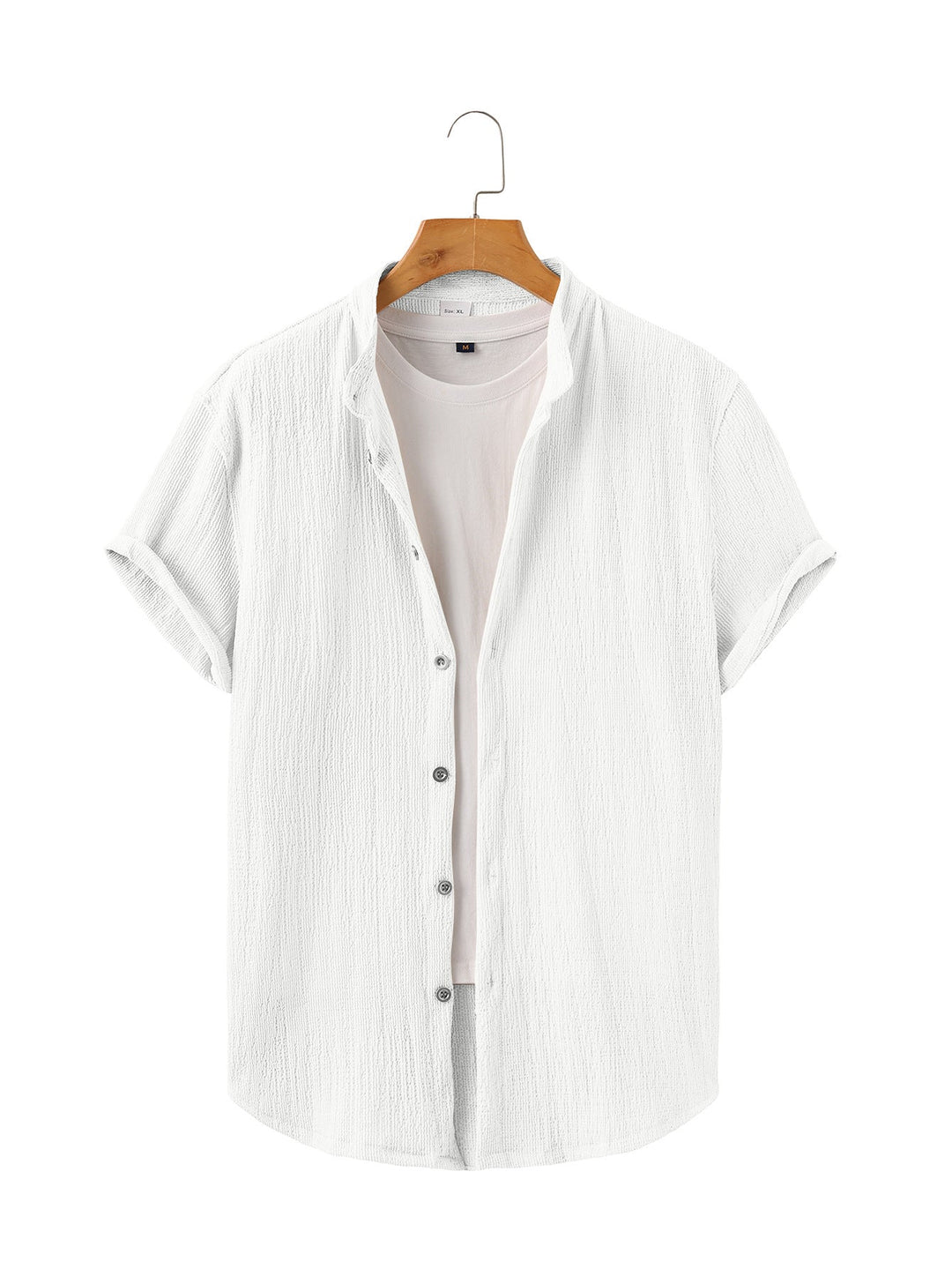 Herren nan leichtes Knitterstruktur-Überhemd mit umgeschlagenen Ärmeln entspannter Overshirt-Silhouette Drune