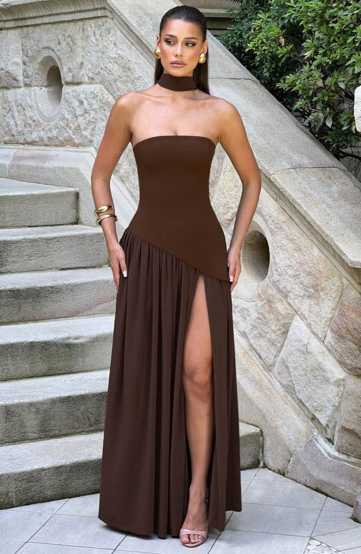 Damen Hochwertiges Abendkleid mit asymmetrischem Schnitt und elegantem Schlitz Drune