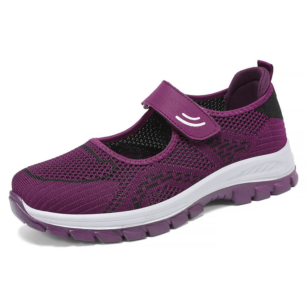 Damen Leichte Freizeitschuhe mit verstellbarem Riemen und atmungsaktivem Netzobermaterial Drune