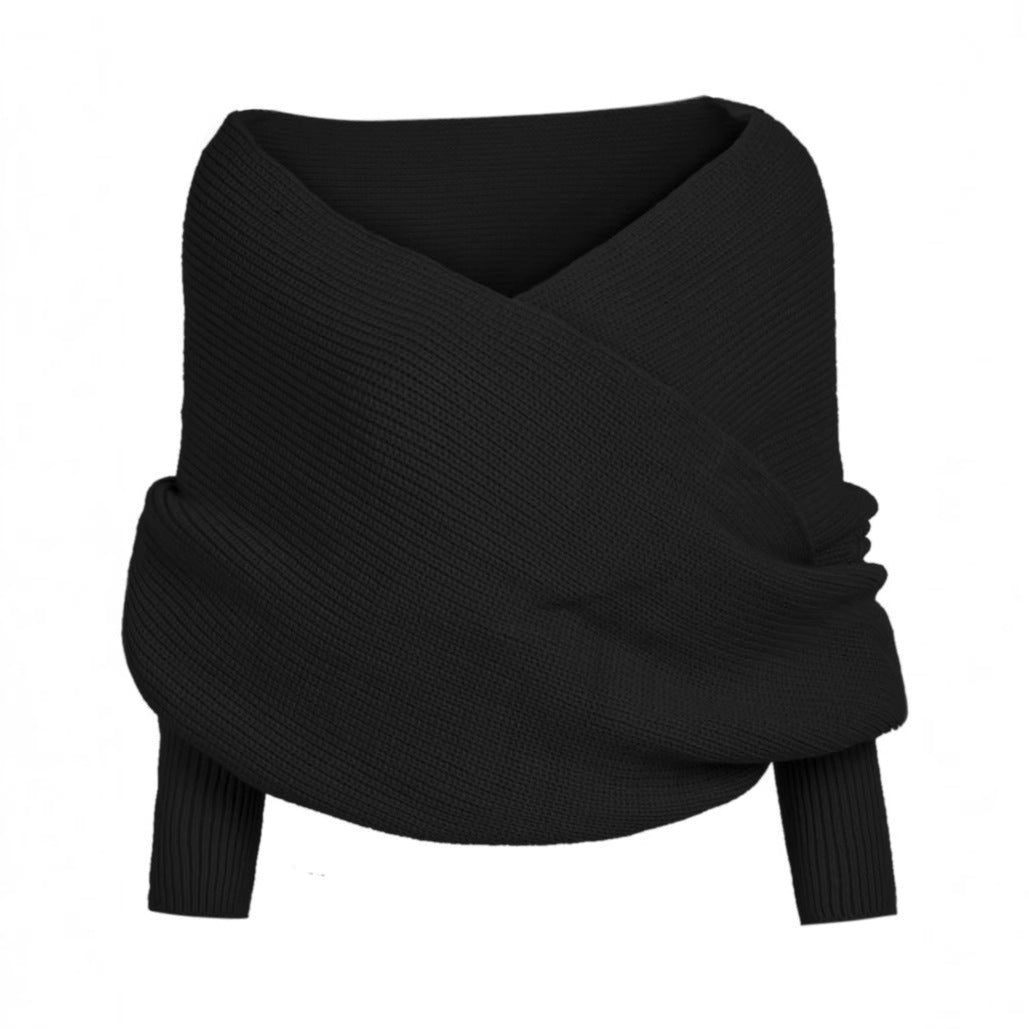 Damen Stricktragejacke mit Wickeldesign und langen Ärmeln Drune