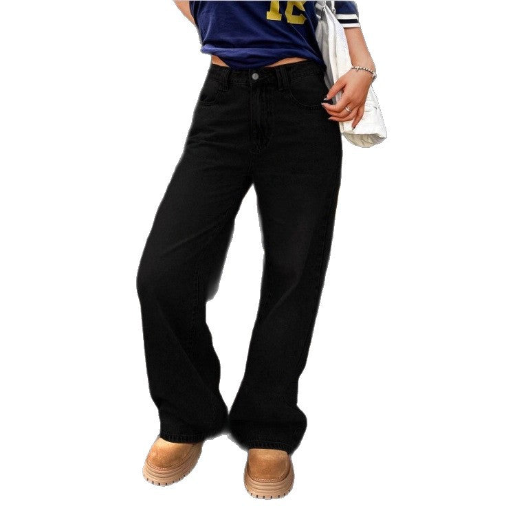 Damen High-Waist Weite Denim‑Hose mit Palazzo‑Schnitt Drune