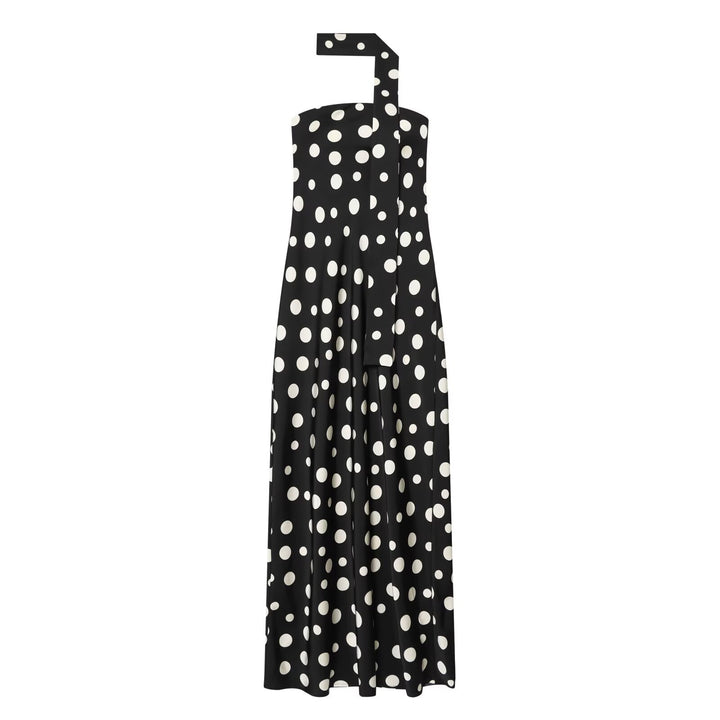 Damen Maxikleid mit asymmetrischem Trägerdesign und modernem Punkte-Muster Drune