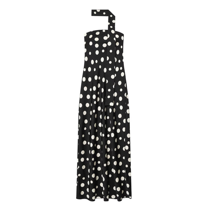 Damen Maxikleid mit asymmetrischem Trägerdesign und modernem Punkte-Muster Drune