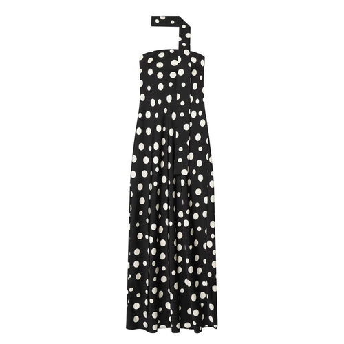 Damen Maxikleid mit asymmetrischem Trägerdesign und modernem Punkte-Muster Drune