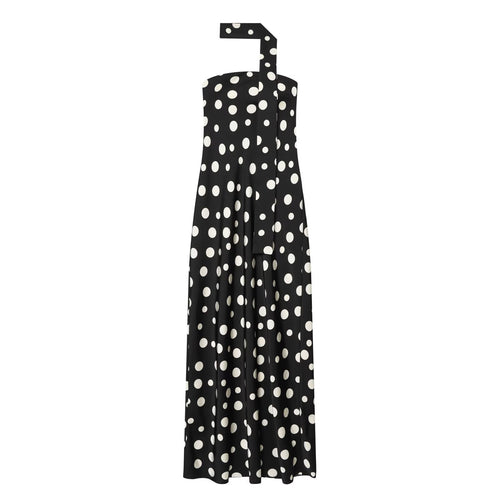 Damen Maxikleid mit asymmetrischem Trägerdesign und modernem Punkte-Muster Drune