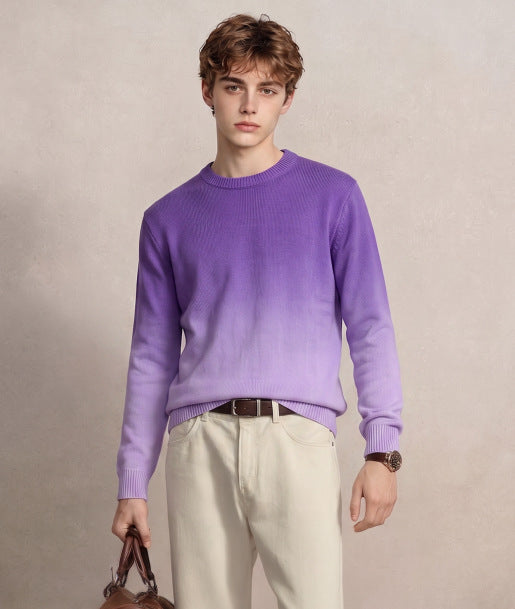 Herren Feinstrick-Pullover mit Dip-Dye-Effekt und Rundhalsausschnitt Drune
