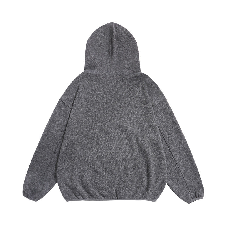 Unisex Kuscheliger Oversize-Kapuzenpullover mit elastischem Saum und halbem Reißverschluss Drune