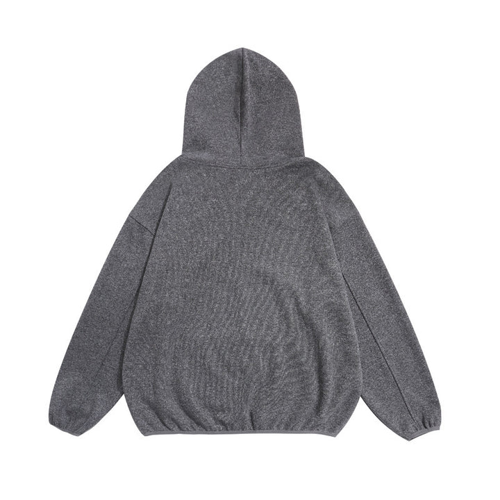 Unisex Kuscheliger Oversize-Kapuzenpullover mit elastischem Saum und halbem Reißverschluss Drune