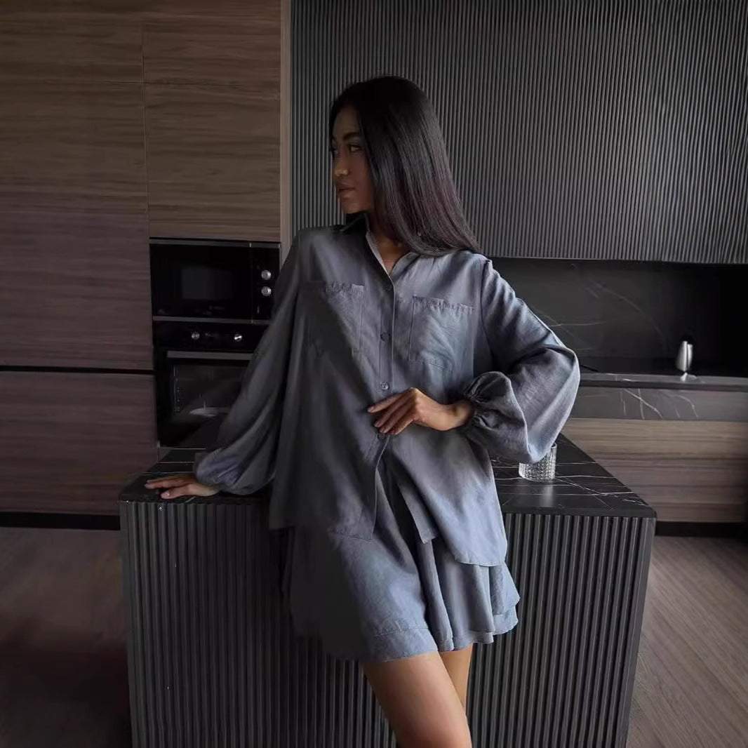 Damen modischer Jumpsuit mit schickem Knoten und lockeren Ärmeln Drune