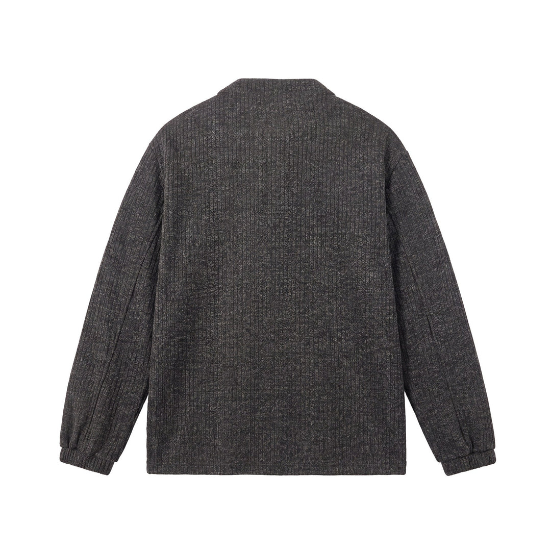 Herren Rippstruktur-Henley-Pullover mit Stehkragen und Knopfleiste Drune